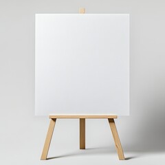 Blank white canvas on wooden easel