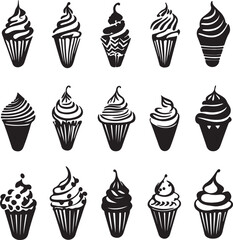 Black and White Cupcake Icons: 15 Delicious Designs