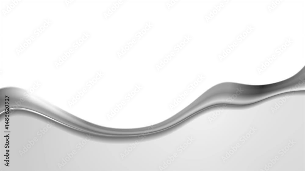 Poster Grey and white minimal background with abstract metallic wave. Seamless looping motion design. Video animation Ultra HD 4K 3840x2160