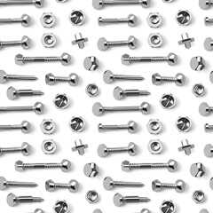 Obraz premium metallic screws and nuts on white