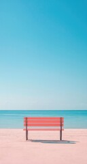 Fototapeta premium Coastal bench, soft focus, vibrant colors