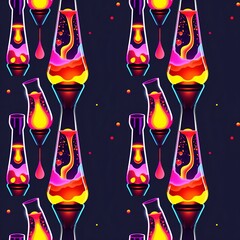 lava lamps with glowing fluid shapes