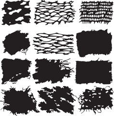 Black Torn Fabric Textures: Grunge Silhouettes Set