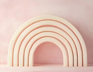 Obraz premium Stacked pastel arches on a pink backdrop