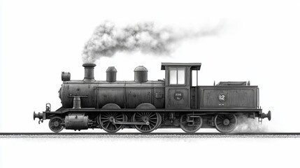 Obraz premium Vintage steam locomotive, detailed illustration