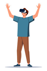 Man VR Headset Immersive Virtual Reality Experience