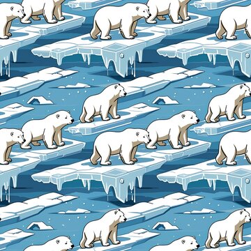 illustrated polar bears on icy platforms