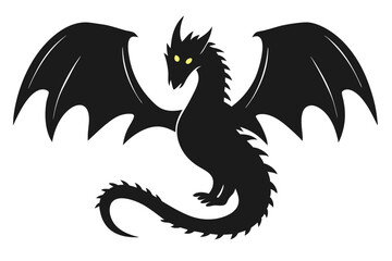 Black dragon silhouette vector image fantasy creature mythical beast clipart art