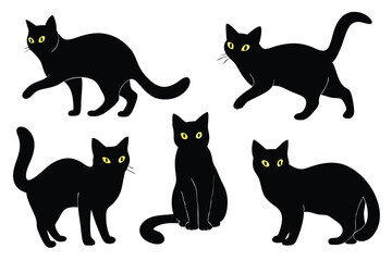 Black cat vector illustration halloween cats pet silhouette graphic design