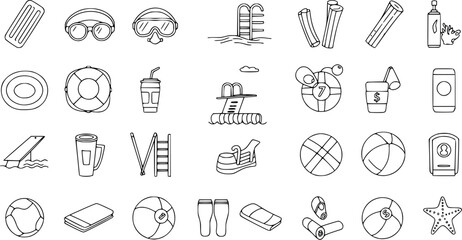 Naklejka premium Food courts icons set. Outline set of food courts vector icons for web design isolated on white background 