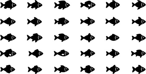 Fish icon set, flat style
