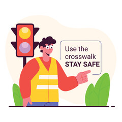 Use crosswalks for pedestrian safety tips and traffic signal awareness guide
