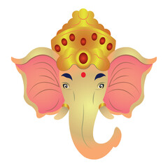 Ganesha head cartoon style. Vector