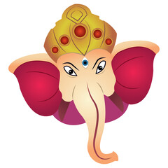 Ganesha head cartoon style. Vector