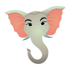 Cute elephant face cartoon. Vector