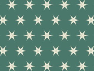 An repeating pattern of off-white, eight-pointed stars on a dark teal green background. A simple, geometric design.