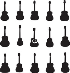 Guitar Silhouettes: Acoustic Guitars, Musical Instrument Vector Art