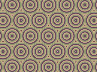 Obraz premium A repeating pattern of concentric circles. The circles are in shades of beige, olive green, and purple.