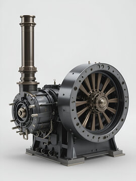 A Hero's engine is a simple, bladeless radial steam turbine 3d rendering