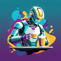 A Futuristic Robot Enjoying a Warm Beverage Break