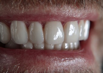 Obraz premium Close-up of a male smile with white teeth.