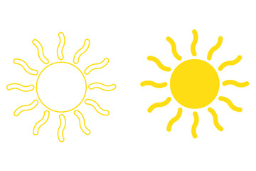 Sun Shape with Curving Rays icon. Shine sun ray set.