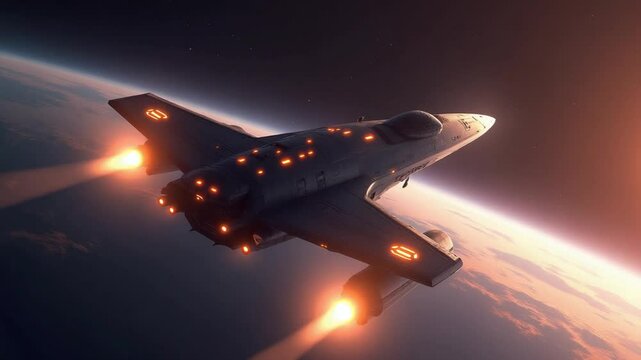 Animation of experimental starship leaving earth orbit