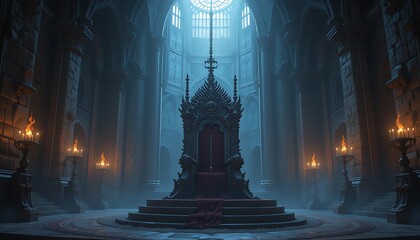 Dark Throne Room in Gothic Cathedral