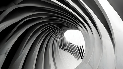 Fototapeta premium Striking monochrome architectural detail featuring a swirling vortex design