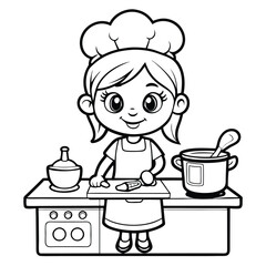 Cute Chef Girl Coloring Page: Free Printable Coloring Page