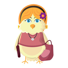 Fashionable girl bird style. Vector