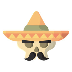 Skull Mustache Sombrero Attitude. Vector