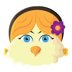 Blonde bird girl with flower. Vector
