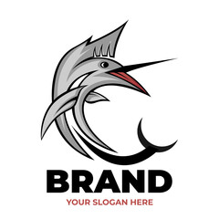 Obraz premium A marlin themed logo illustration, great for fishing organizations, or business brands, etc.