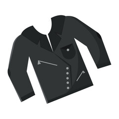 Black leather jacket cartoon style. Vector