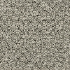 Monochrome pattern of semicircles stacked in rows resembling scales or waves. Hand-drawn style, organic feel.