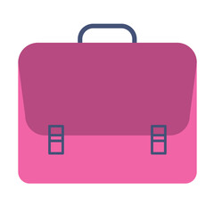 Pink briefcase cartoon icon. Vector