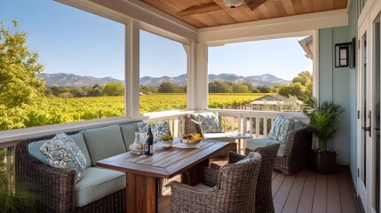 Fototapeta premium Transform Your Outdoor Lounge with a Veranda Featuring PVC-Coated Wicker Panels and Faux Wood Decking