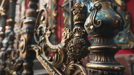 Fototapeta premium Ornate decorative metalwork with intricate details