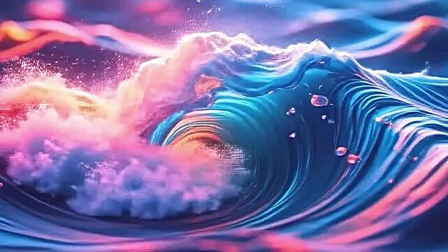 luminous 4k abstract wave pattern, glowing waves pulsating with light, vibrant neon accents amid soft pastel backgrounds, a party of colors creating excitement