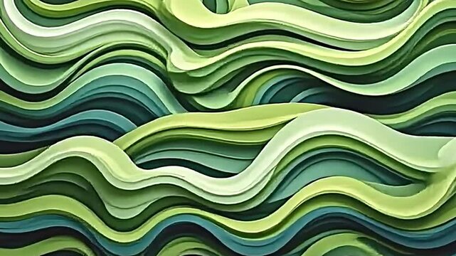 organic 4k abstract wave pattern, botanical influences swirling into waves, lush green tones and organic curves, an infusion of nature and fluidity, creating a sense of growth and harmony