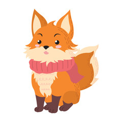 Fox with Pink Scarf and Socks. Vector
