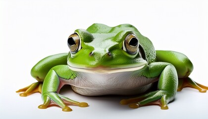 green frog on white background