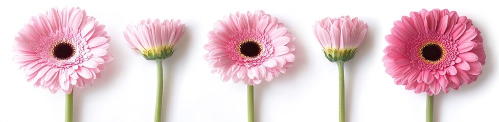 Blooming Pink Gerbera Flowers