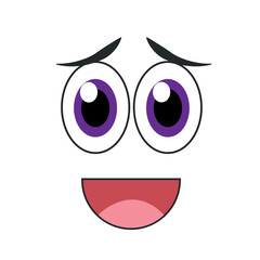 Happy cartoon face expression. Vector