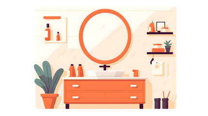 Modern Bathroom Mirror Flat Vector Illustration Logo Icon for Design Projects