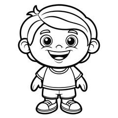 Cute Boy Coloring Page: Free Printable Cartoon Kid Coloring Page