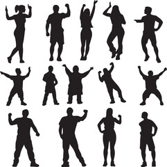 Silhouette Figures: Diverse Poses of People in Various Actions