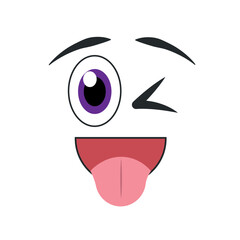 Obraz premium Happy cartoon face expression. Vector