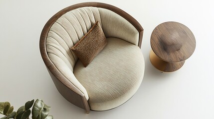 Luxurious lounge chair designed stylish living spaces isolated on a white background top down view
